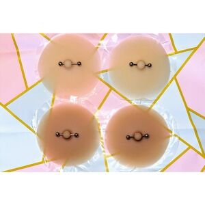 New Tan Fake Piercing Nipple Covers Adhesive Pasties‎ Pierced Breast Pads